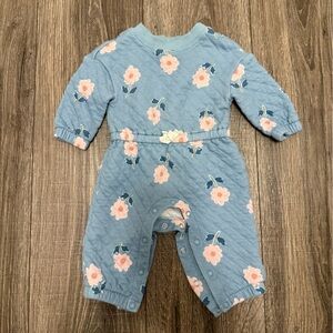 Carters Baby Girl Blue Quilted Flower One Piece Size 6m